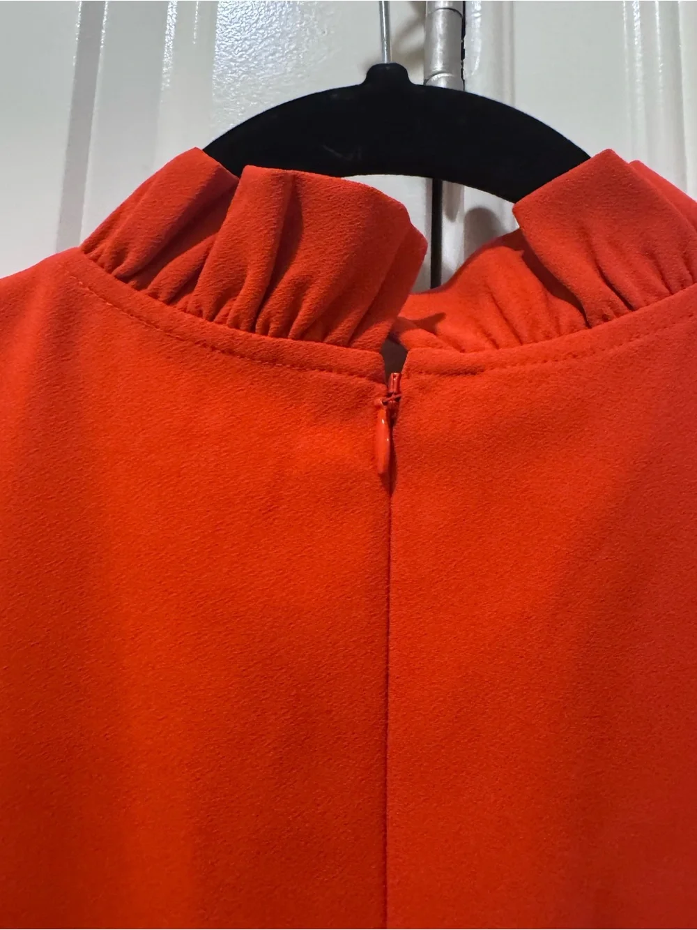 J. Crew Red Ruffle Neck Bell-Sleeve Mini Dress